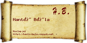 Hantó Béla névjegykártya